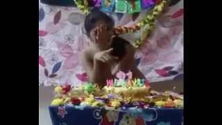Horny Brother and hairy untouched pussy step sister celebrating birthday
