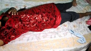 hot bhabhi with pink pussie fucking with her lover with red dress on