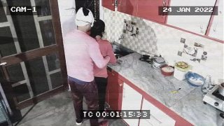 House Owner and maid caught in cctv Blowjob and fucking in kitchen