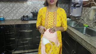 Indian Telugu House Maid With House Owner in Kitchen Fucking Pussy