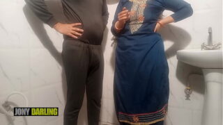 Indian Telugu maid fucked by owner in bathroom with oral sex
