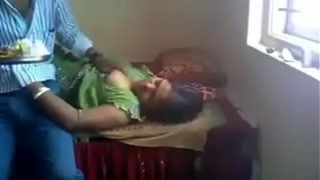Telugu 37 yrs old married housewife aunty boobs pressed by her 40 yrs old married husband in cot sex porn video